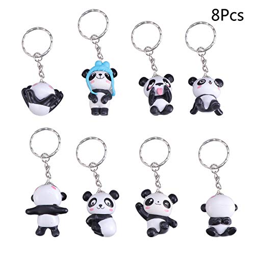 Toyvian 8 llaveros con diseño de oso panda con dibujos animados para colgar en el bolso, bolso, el bolso o las llaves del coche