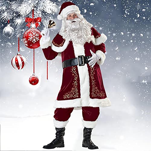 Traje adulto de Navidad de Santa Claus traje de terciopelo conjunto para fiesta Cosplay, rosso, XXXXL