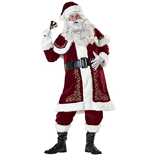 Traje adulto de Navidad de Santa Claus traje de terciopelo conjunto para fiesta Cosplay, rosso, XXXXL