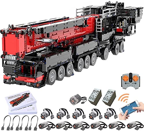 TRCS Grúas de ingeniería, 7768 piezas, 2,4 G, control remoto grande, grúa móvil para camiones Liebherr LTM1750-9.1, con 12 motores, grúa, bloques de sujeción, compatible con Lego Technic