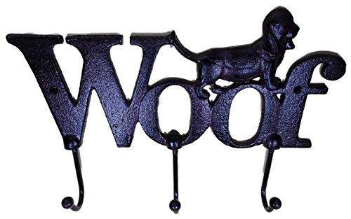 Trends & Trade Perchero WOOF perro 26 x 18 cm perro metal 3 ganchos toallero figura decorativa GCE F97