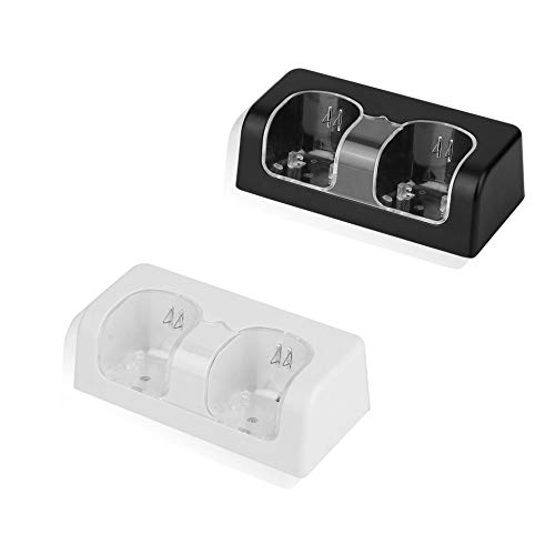 Triamisu Paquete de batería Recargable de Alta Capacidad de 2 PCS 2800mAh con estación de Soporte de Base de Doble Cargador para Control Remoto Wii-Blanco