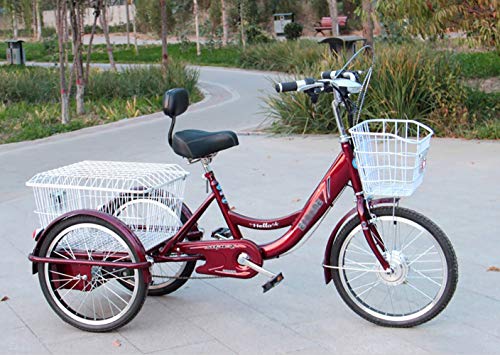 Triciclo Adulto Bicicleta de Tres Ruedas 20 '' asistido eléctrico Bicicletas de 3 Ruedas para Padres Batería de Litio Motor de 250W con Cesta de la Compra Adicional Triciclo de Movilidad Ejercicio