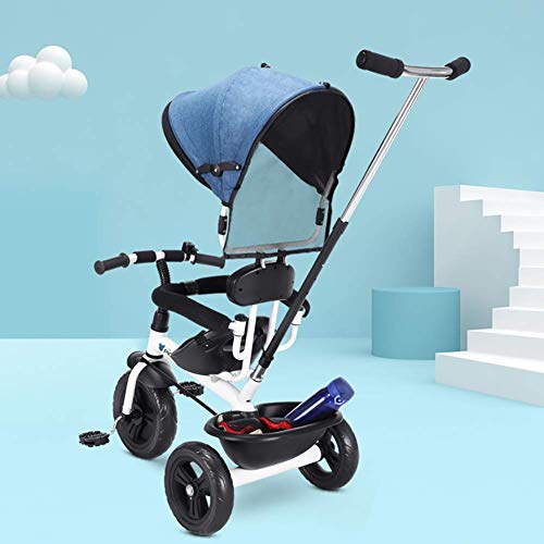 Triciclo Evolutivo Toral Trikes- Blanco 2 in1 triciclos for niños con dosel plegable / manija de empuje, Childern for Niños / Niñas 1-5 años, carga 55 lb (Color: Blanco + rojo) ( Color : White+blue )