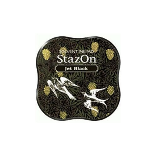 Tsukineko StazOn Midi Ink Pad-Jet Black, Negro Azabache, 0.9x2.25x2.25 Inches