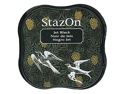 Tsukineko StazOn Midi Ink Pad-Jet Black, Negro Azabache, 0.9x2.25x2.25 Inches