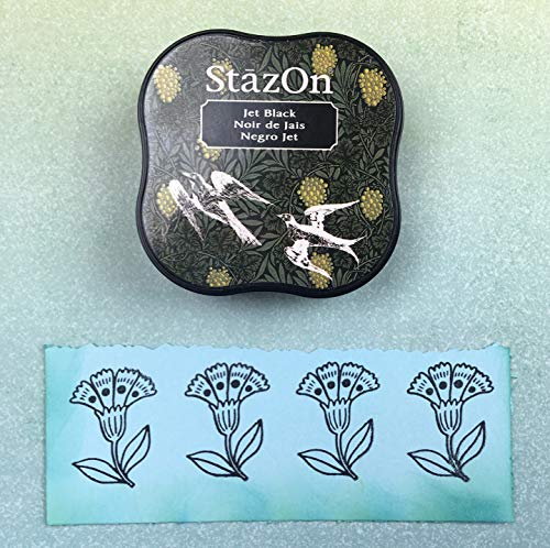 Tsukineko StazOn Midi Ink Pad-Jet Black, Negro Azabache, 0.9x2.25x2.25 Inches