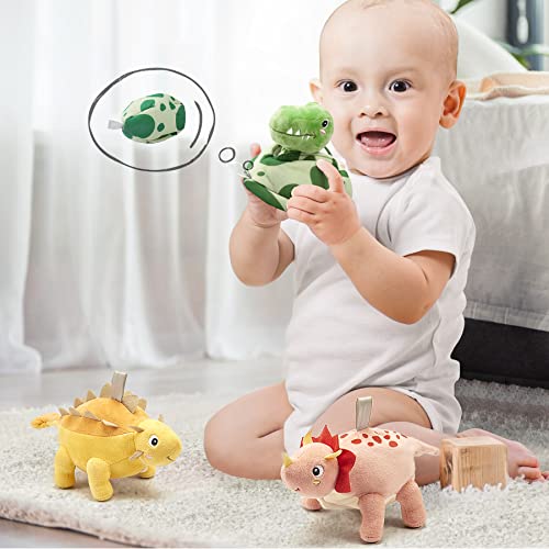 Tumama Dinosaurio Colgantes para Cochecitos de Bebé,Peluche Juguetes Animales para Cuna Cochecito Carrito,Bebes Juguete Regalos para Niños Niñas Recien Nacidos 3,6,9,12 Meses(3 Packs)