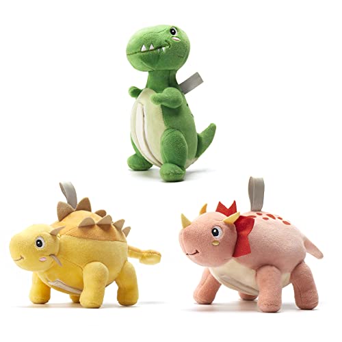 Tumama Dinosaurio Colgantes para Cochecitos de Bebé,Peluche Juguetes Animales para Cuna Cochecito Carrito,Bebes Juguete Regalos para Niños Niñas Recien Nacidos 3,6,9,12 Meses(3 Packs)