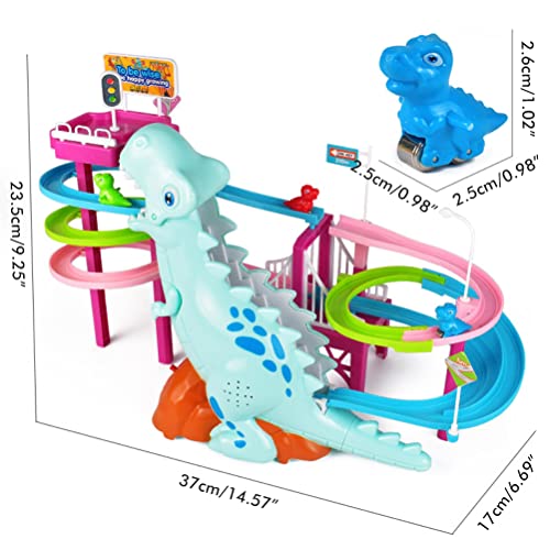 Tumnea Pista de Dinosaurio eléctrico Juguete de Diapositiva Juguete Educativo de Escalera de Escalada con luz Musical Juguete Interactivo Juego de escaleras de Escalada para niños Regalo