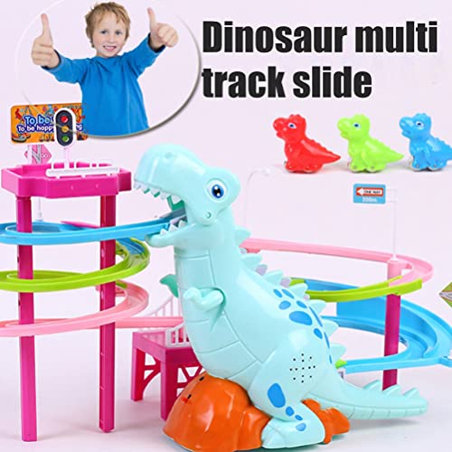 Tumnea Pista de Dinosaurio eléctrico Juguete de Diapositiva Juguete Educativo de Escalera de Escalada con luz Musical Juguete Interactivo Juego de escaleras de Escalada para niños Regalo