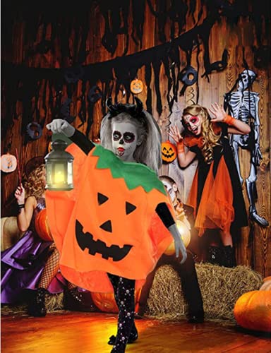 Tuofang Disfraz de Calabaza para Niños, Disfraz De Calabaza De Halloween, Disfraz De Calabaza con Sombrero y Bolsas de Dulces, para Calabaza Cosplay Ropa, Carnaval, Fiestas TemáTicas