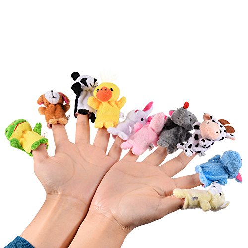 Twister.CK Finger Puppets, Baby Story Time Props, 10 Piezas Animal Style Soft Velvet Dolls Apoyos Juguetes educativos para bebés niños