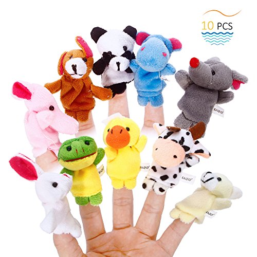 Twister.CK Finger Puppets, Baby Story Time Props, 10 Piezas Animal Style Soft Velvet Dolls Apoyos Juguetes educativos para bebés niños