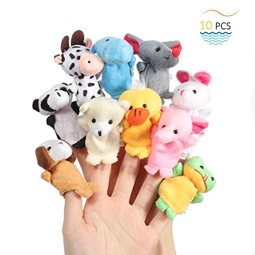 Twister.CK Finger Puppets, Baby Story Time Props, 10 Piezas Animal Style Soft Velvet Dolls Apoyos Juguetes educativos para bebés niños