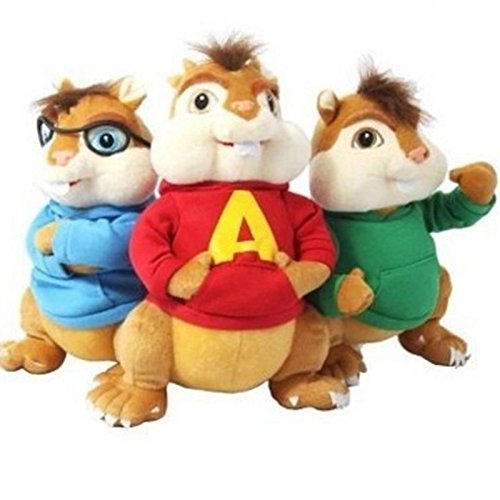 Tylyund Peluches 3 Unids/Lote Alvin Y Las Ardillas 24cm Juguetes De Peluche Suaves Muñecos De Peluche De Ratón para Niños