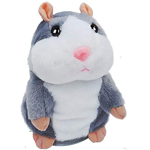 U/D 1 hámster que habla repite lo que dices Mimicry Pet juguete peluche Buddy Mouse con función interactiva, regalo para niños cumpleaños y fiestas (gris)