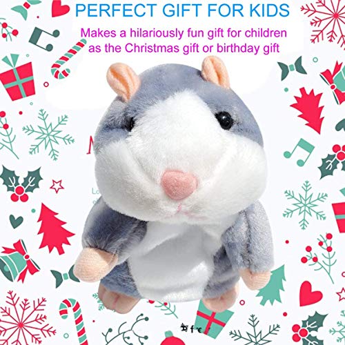 U/D 1 hámster que habla repite lo que dices Mimicry Pet juguete peluche Buddy Mouse con función interactiva, regalo para niños cumpleaños y fiestas (gris)