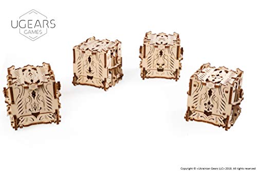 UGEARS Modelo Mecánico Puzzle 3D - Torre de Dados Modular de Madera - Dice Tower - 4 Copas de Dados Maquetas para Construir Adultos para Juegos de Mesa Juego de Cartas Rompecabezas Adultos