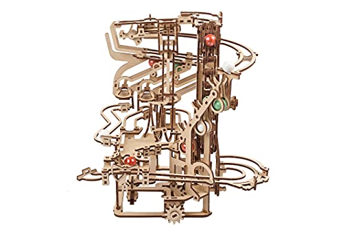 UGEARS Puzzle 3D de Circuito de Canicas - Carrera de Canicas - Pista de Canicas para Niños - Maquetas de Madera y Puzzles 3D - Modelos Mecánicos y maquetas para Construir para Adultos - Marble Run