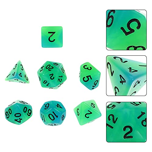 UKCOCO Juego de Dados DND de 7 Piezas Dados Luminosos de Varios Lados Dados de Resina de Dos Colores para El Hogar Barra KTV Juegos de rol Mazmorras Y Dragones