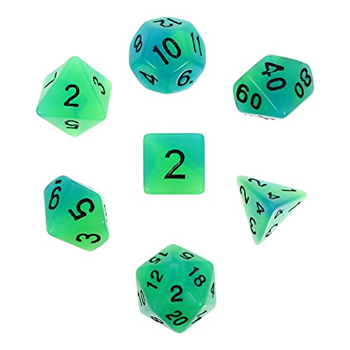 UKCOCO Juego de Dados DND de 7 Piezas Dados Luminosos de Varios Lados Dados de Resina de Dos Colores para El Hogar Barra KTV Juegos de rol Mazmorras Y Dragones