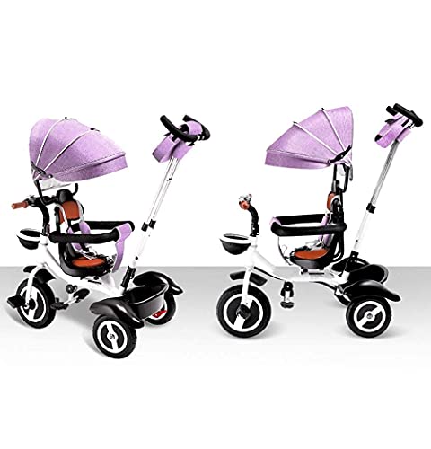 UKUOFL Baby Trike Baby - Pedales de Triciclo para niños 4 en 1 Barandilla Desmontable Niño niña Toldo Ajustable Arnés de Seguridad para 8 Meses - 6 años para niños de 1 a 3 años Happy House