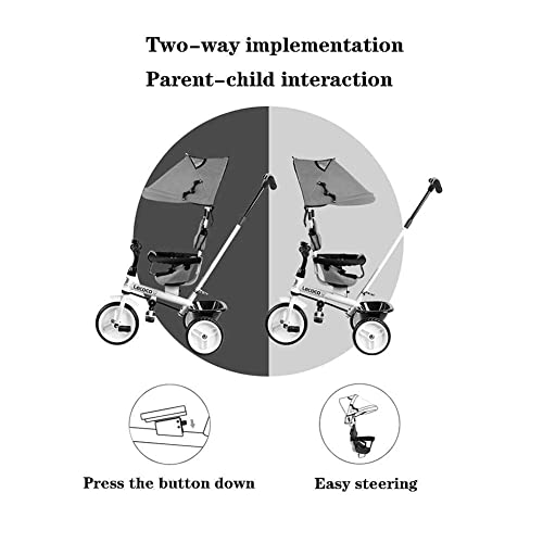 UKUOFL Upgrade Trolley Baby Bike Asiento Giratorio 1-3-6 años Valla de Seguridad Juguetes para niños y niñas Regalo para niños (Color: Azul) Happy House