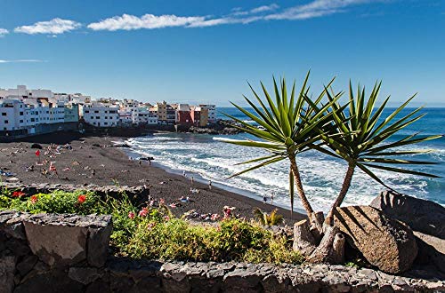 Un Rompecabezas con el Tema de Las Atracciones turísticas del Mundo-España Ciudad Balneario de Tenerife,Puerto de La Cruz Playa Casas de Piedras,Recuerdos Especiales de Viaje,1000 Piezas,29.5"x19.7"