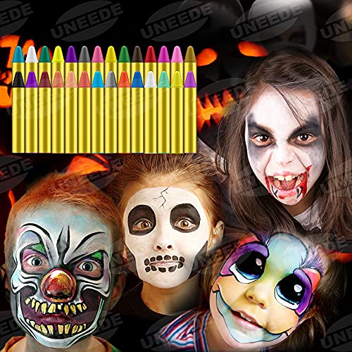 UNEEDE Carnaval Crayones de Pintura de la Cara 28 Colores Cintas de Pintura de Cara para Fiestas de Pascua Niños, Fiesta Infantil, Seguridad no tóxica Fit for Easter Parties