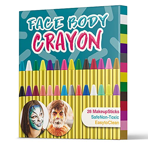 UNEEDE Carnaval Crayones de Pintura de la Cara 28 Colores Cintas de Pintura de Cara para Fiestas de Pascua Niños, Fiesta Infantil, Seguridad no tóxica Fit for Easter Parties