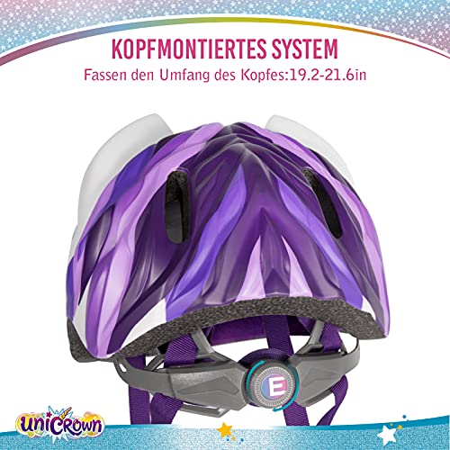 Unicornio - Casco de bicicleta infantil de seguridad ajustable para niños de 3 a 8 años, casco de bicicleta para monopatín, patinete, scooter, con certificado CE (49 a 55 cm), color blanco