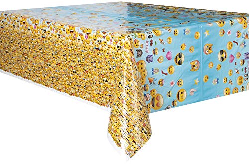 Unique Party 50602, Mantel De Emoji De Plástico, 7ft x 4.5ft , color/modelo surtido