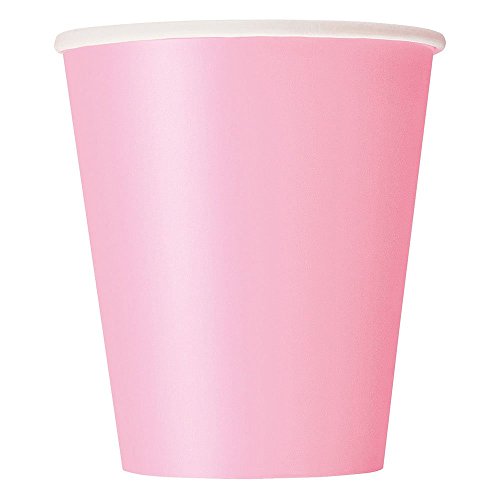 Unique Party- Paquete de 14 vasos de papel, Color rosa claro, 266 ml (30883)