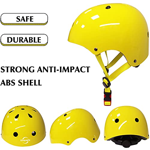 UniqueFit Niños Casco Juvenil Niños Niñas Casco Ajustable para Ciclismo Patineta Scooter Patineta BMX BMX (Amarillo Brillante, Small(3-8 años))