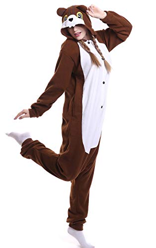 Unisex Animal Pijama Ropa de Dormir Cosplay Kigurumi Onesie Ardillas Disfraz para Adulto Entre 1,40 y 1,87 m