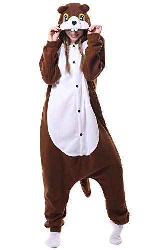 Unisex Animal Pijama Ropa de Dormir Cosplay Kigurumi Onesie Ardillas Disfraz para Adulto Entre 1,40 y 1,87 m