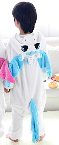 Unisexo Comodidad Suave Franela Disfrace Animales Bebe Kigurumi Traje de Dormir Cosplay Ropa de Salón Pijamas Animal para Niños Niñas Anime Fiesta (S, Unicornio Azul Claro)