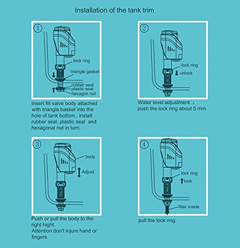 Universal Toilet Fill Valve Kit Easy and Rapid Adjustable Water Level - Toilet Tank Repair Kit for Most Toilets - High Performance Toilet Replacement Part