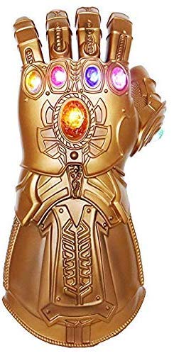 UrMsun Iron Man Infinity Gauntlet para niños con 2 pilas recambio, Iron Man Glove LED con piedras para niños