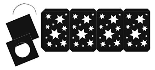 Ursus Craft Set Stars, Blanco y Tapa y Base de Tarjetas fotográficas Negras de 300 g/m Hojas de Papel Transparente en 10 Colores, Linterna acabada Aprox. 14 x 14 x 20 cm (2340099)