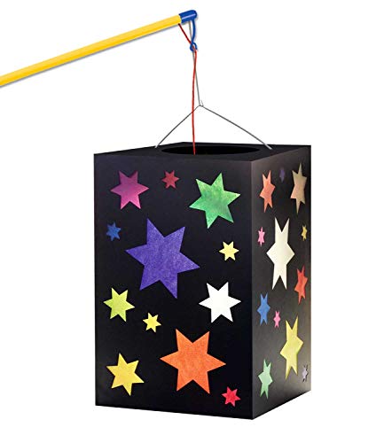 Ursus Craft Set Stars, Blanco y Tapa y Base de Tarjetas fotográficas Negras de 300 g/m Hojas de Papel Transparente en 10 Colores, Linterna acabada Aprox. 14 x 14 x 20 cm (2340099)