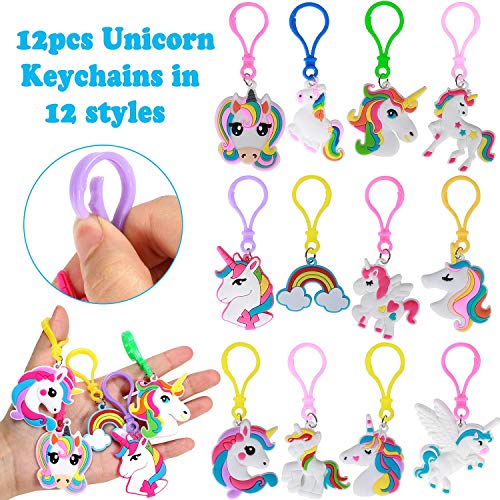 vamei 84 Piezas Relleno Piñatas Unicornio Cumpleaños Artículos de Fiesta Bolsos Unicornio Llavero Pulseras Pinzas Pelo Collares Anillos Tatuajes Unicornio Regalos Cumpleaños para Niños Niñas