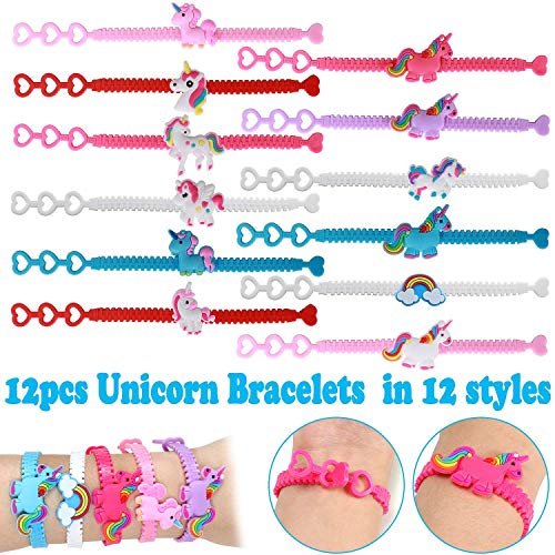 vamei 84 Piezas Relleno Piñatas Unicornio Cumpleaños Artículos de Fiesta Bolsos Unicornio Llavero Pulseras Pinzas Pelo Collares Anillos Tatuajes Unicornio Regalos Cumpleaños para Niños Niñas