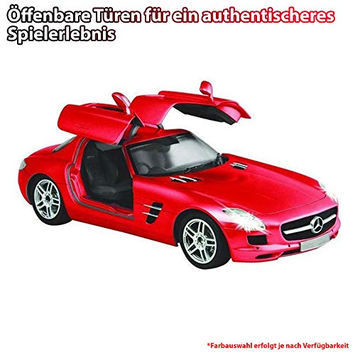 Vehículo teledirigido en diseño original con licencia compatible con Mercedes-Benz SLS AMG, escala 1:16 con iluminación, coche, coche, maqueta, incluye mando a distancia.