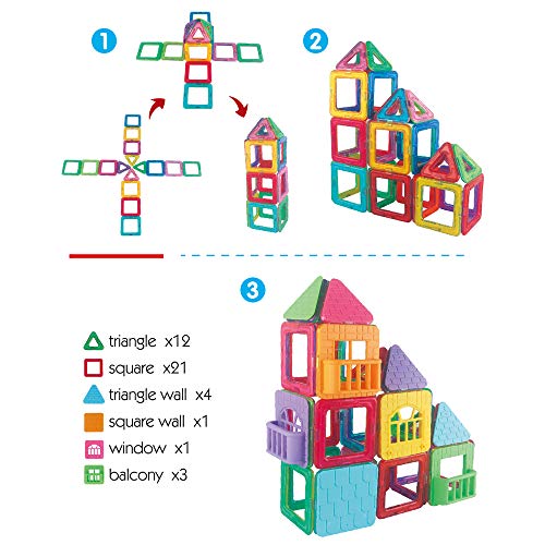 Veluoess 85 Piezas Bloques de Construcción Magnéticos para Niños, Juegos de Construcción de Edificios Azulejos Magnéticos Juguetes Educativos Creativos para Niños 3+