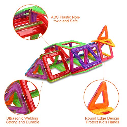 Veluoess 85 Piezas Bloques de Construcción Magnéticos para Niños, Juegos de Construcción de Edificios Azulejos Magnéticos Juguetes Educativos Creativos para Niños 3+