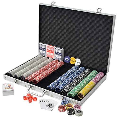 vidaXL Juego de Póker con Maletín y 1000 Fichas Láser Aluminio Set de Póquer