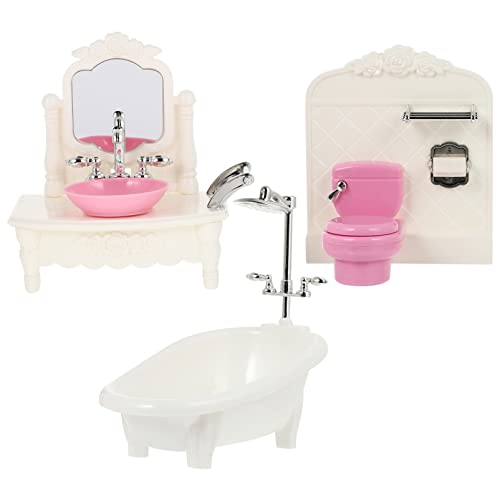 VILLCASE Casa de Muñecas Conjunto de Baño Mini Athroom Cuenca Muebles en Miniatura Mini Bañera Bañera Toy Toy para Dollhouse Lanscape ( Color Azar )