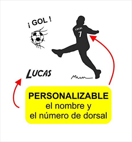 Vinilo Decorativo Futbol Nombre Y Numero Dorsal Personalizado - NIÑO Jugando FÚTBOL (90x75 cm Alto)